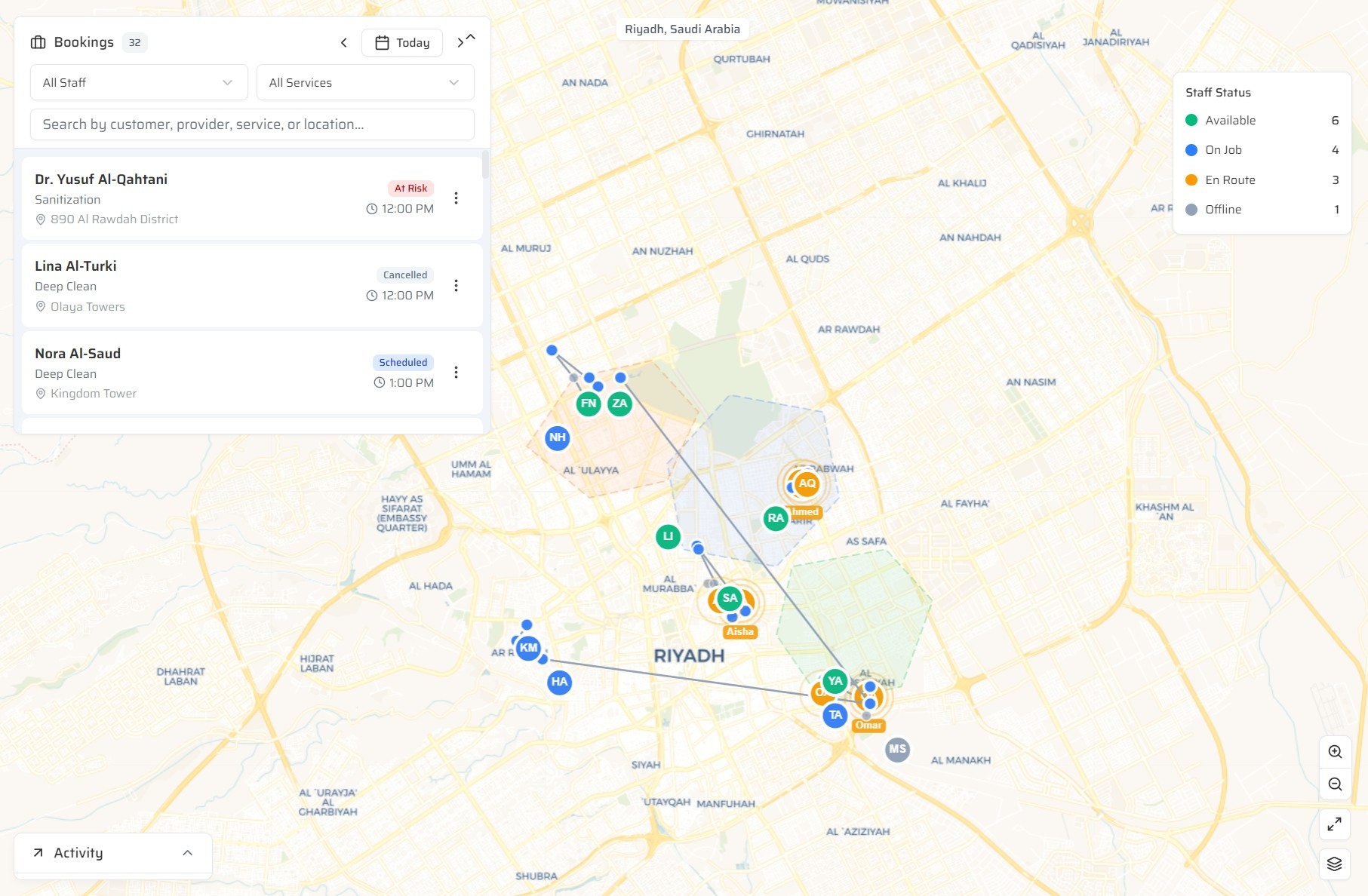 GeoWise Live Map with Bookings